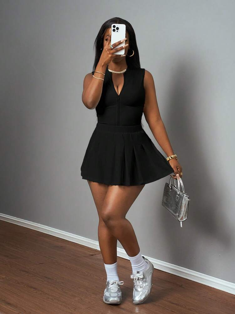 Small Stand Collar Sports Style Two-Piece Set
