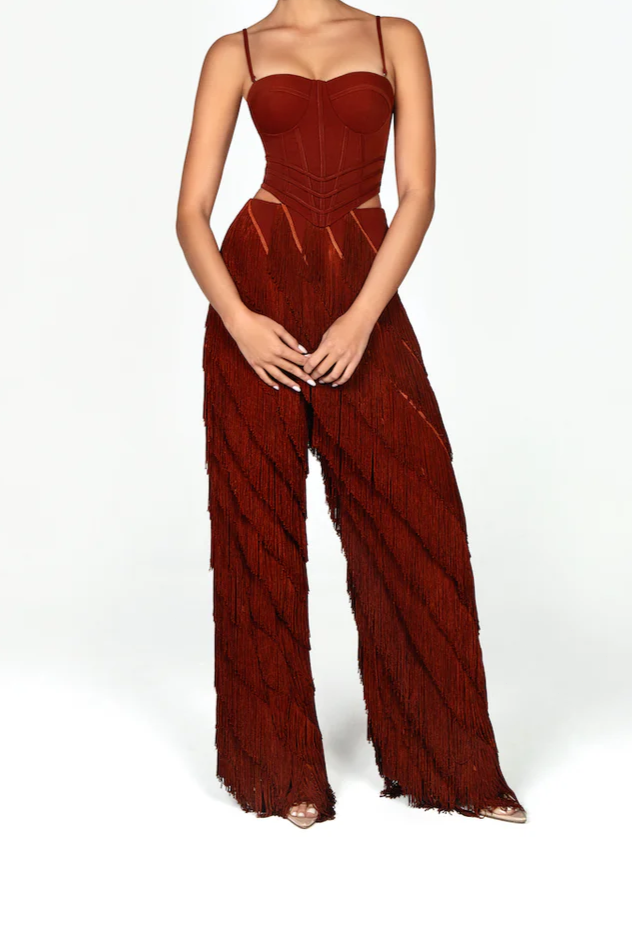 Corset & Fringed Trousers Set