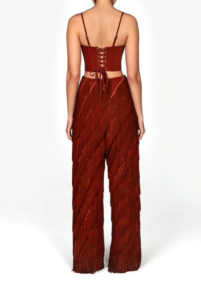 Corset & Fringed Trousers Set