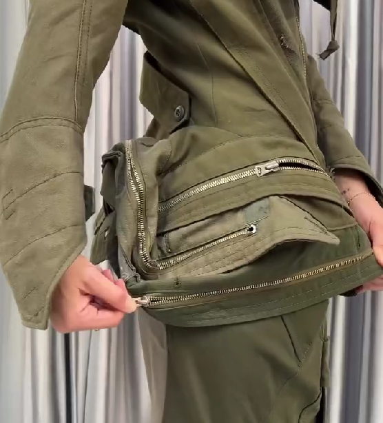 Military Green Deconstructed Two-Piece Set