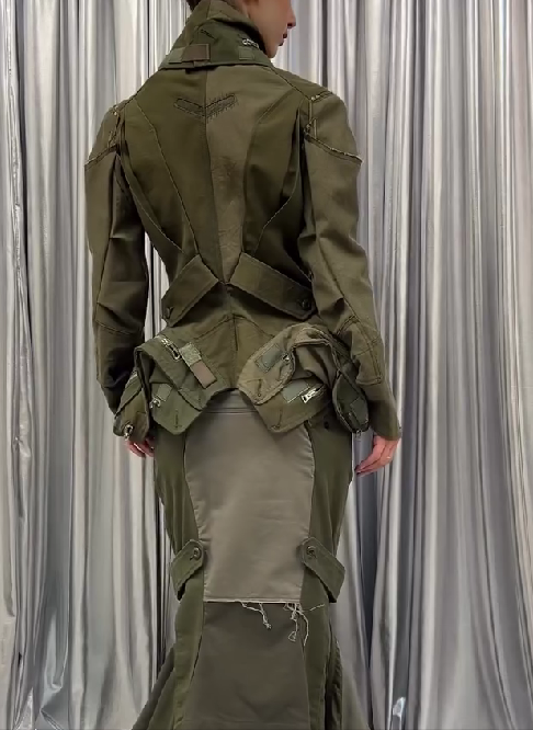 Military Green Deconstructed Two-Piece Set