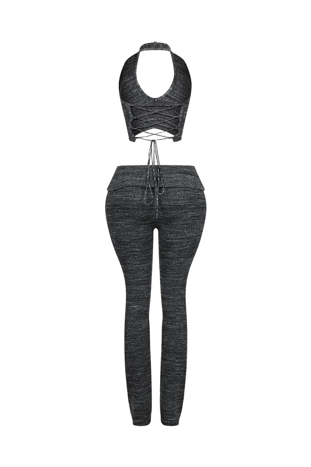 Riptide Ribbed Knit Halter Top & Pants SET