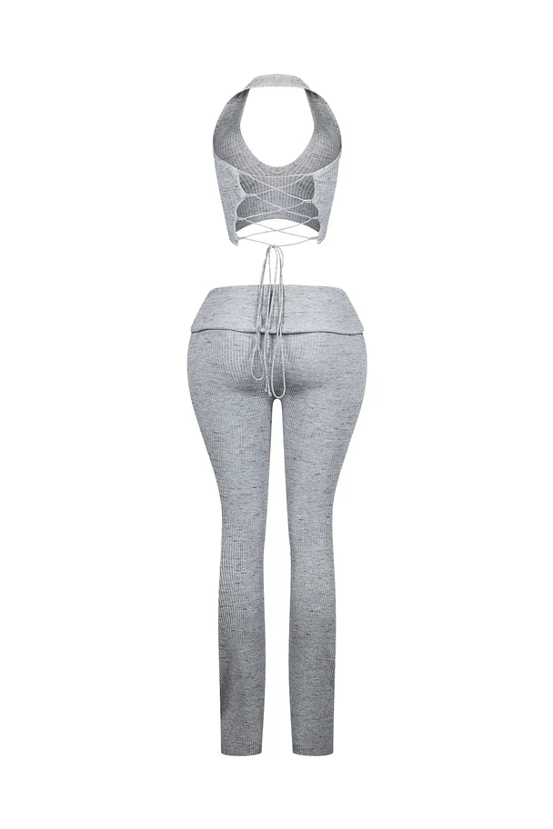 Riptide Ribbed Knit Halter Top & Pants SET