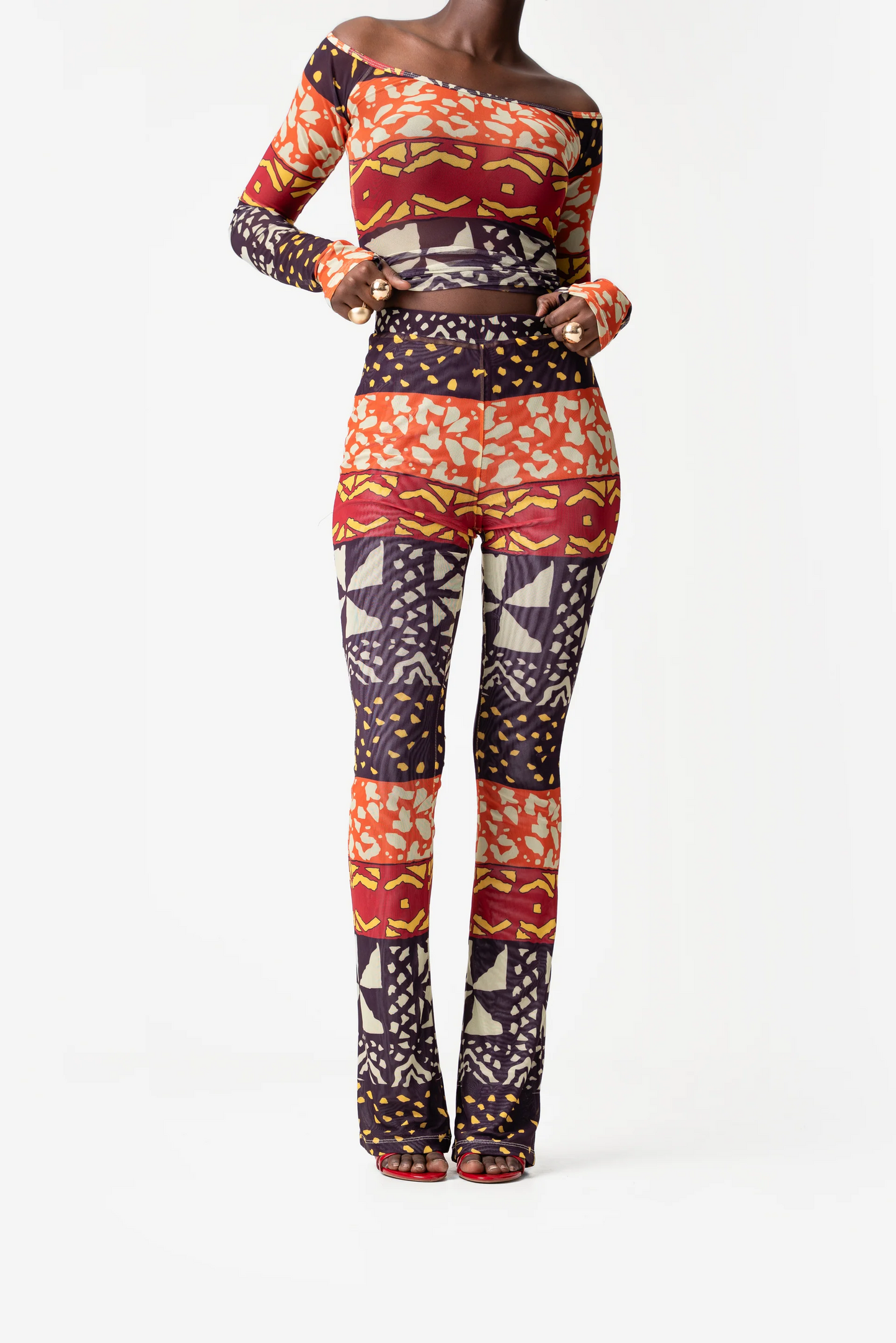 ANU BURGUNDY Turtle Neck Top & Pants Set
