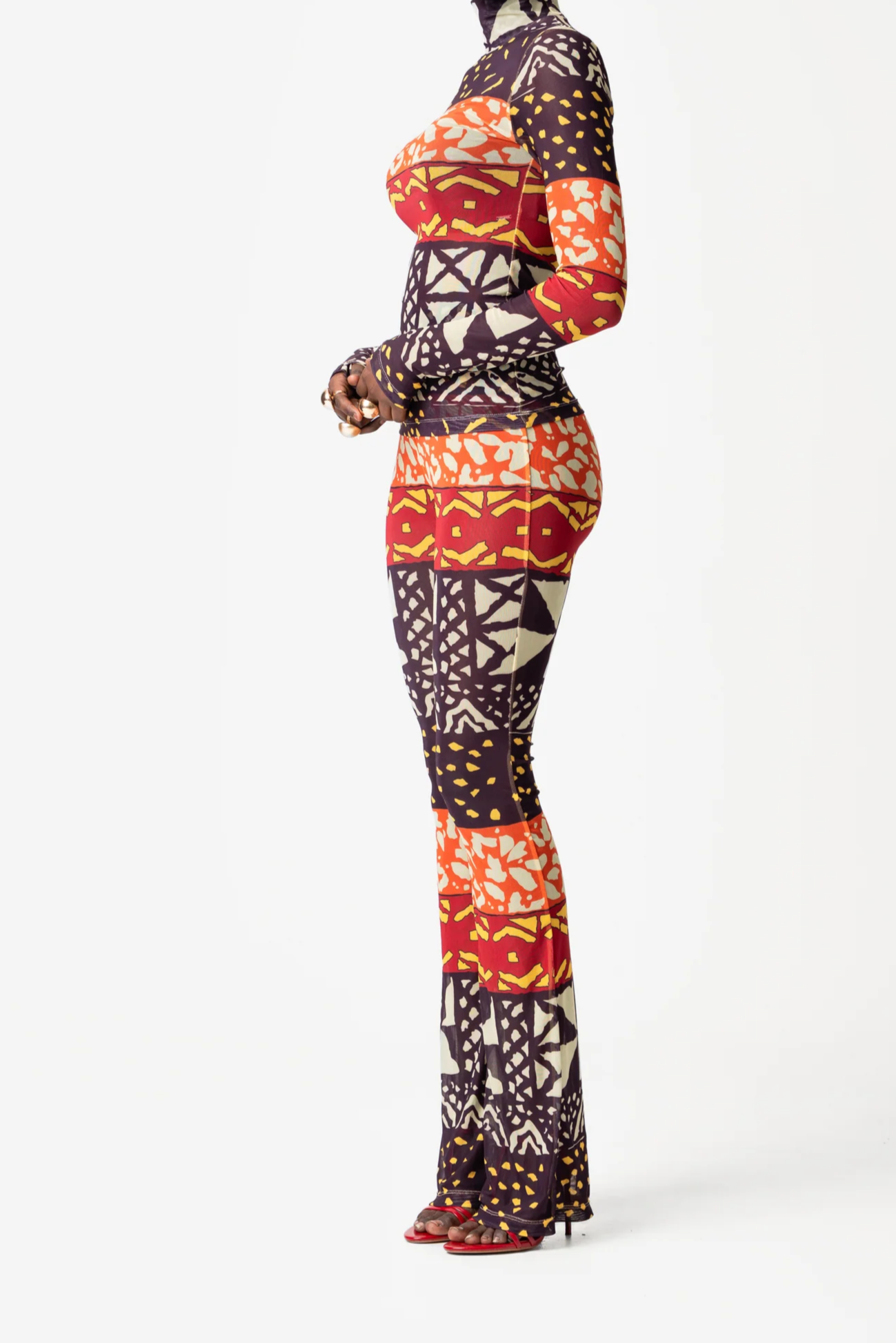 ANU BURGUNDY Turtle Neck Top & Pants Set