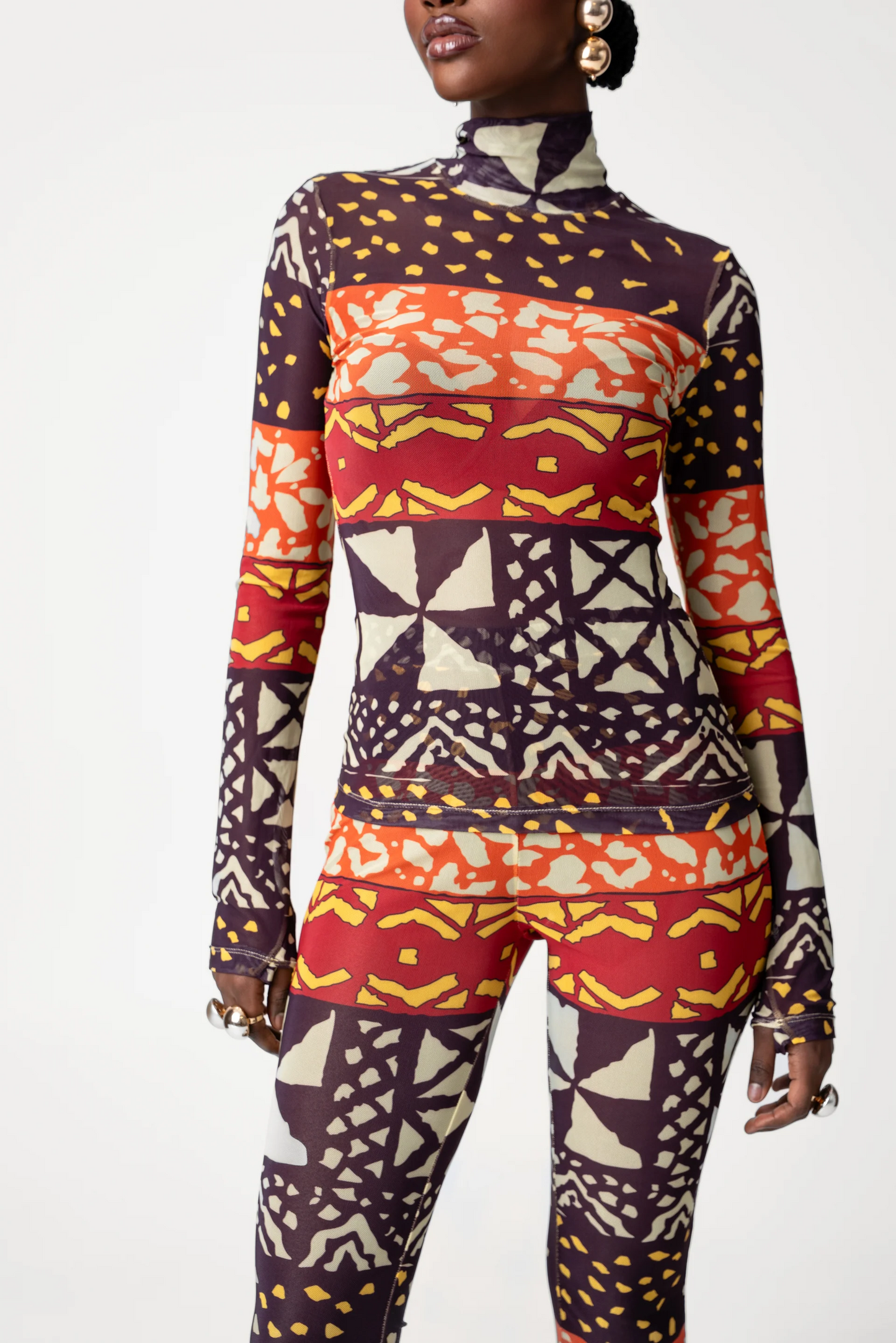 ANU BURGUNDY Turtle Neck Top & Pants Set
