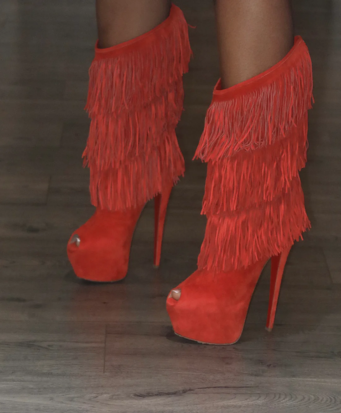 Orange Tassel Boots