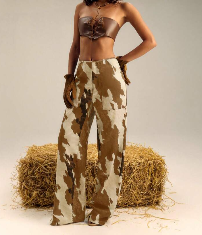 Multi Colour Print Straight Leg Pants