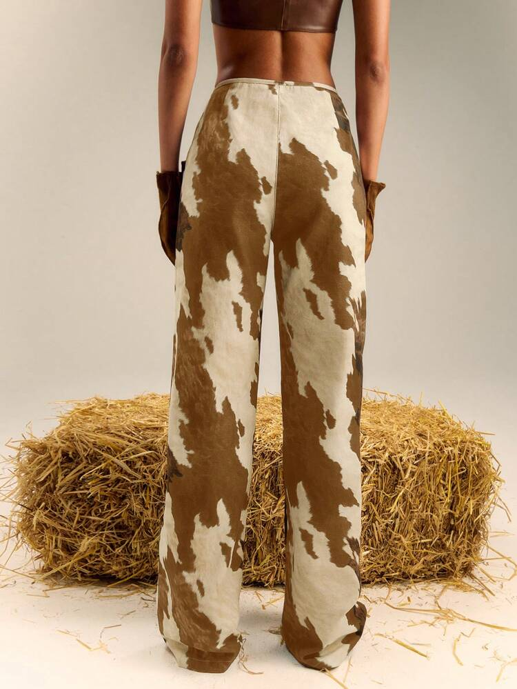 Multi Colour Print Straight Leg Pants