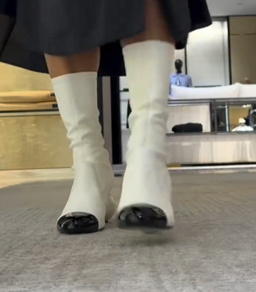 Leather Sock-Length Tight Boots
