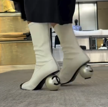Leather Sock-Length Tight Boots