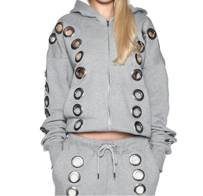 Hollowed Unisex Zip-Up Sweatshirt & Pants Set