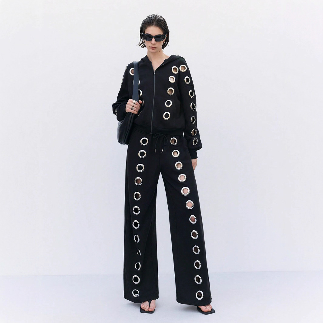 Hollowed Unisex Zip-Up Sweatshirt & Pants Set