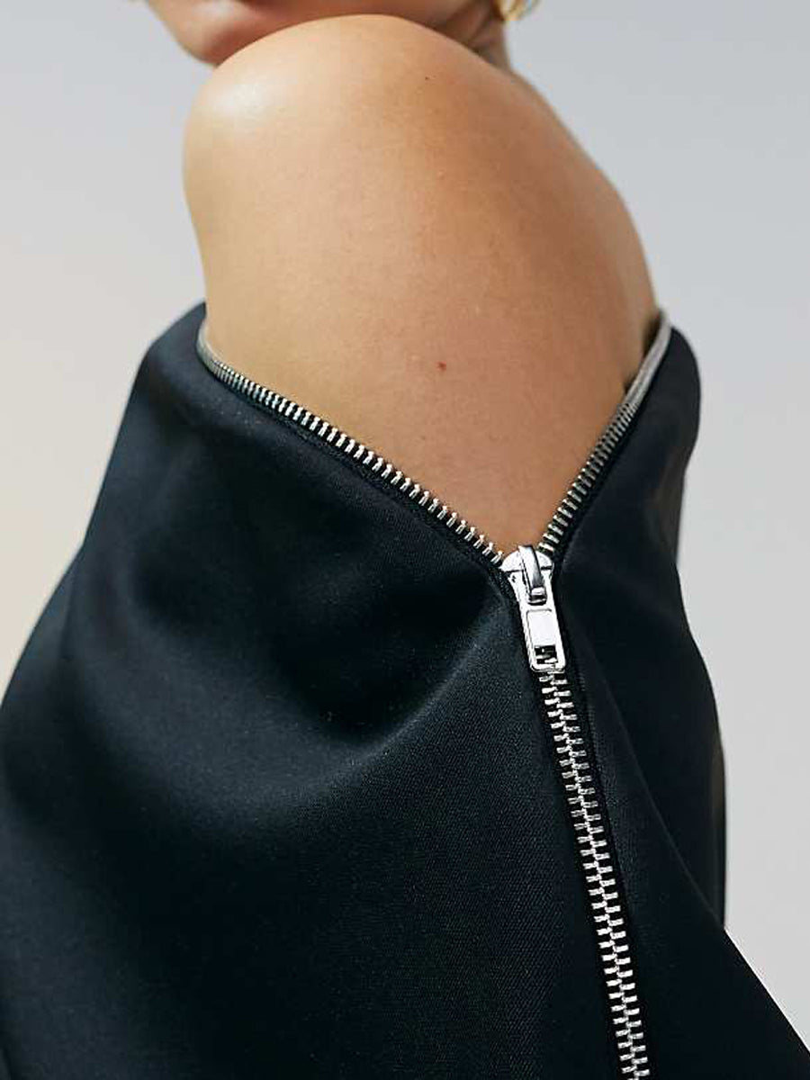 Fashion Off Shoulder Zip Top