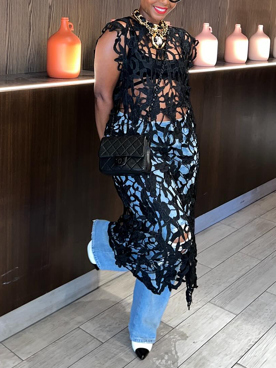 Lace Cutout Dress Top