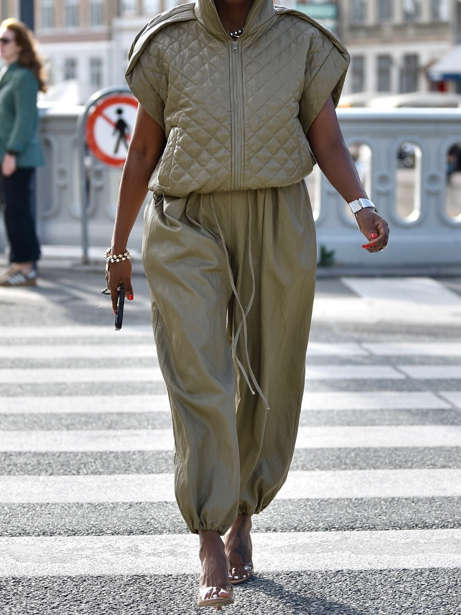 Loose Sleeveless Zip Cotton Vest Jacket