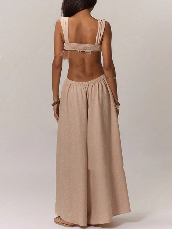 Two-Tone Design Culottes Romper