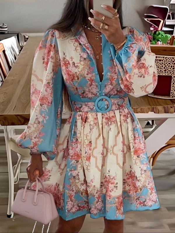V-Neck Printed Dress