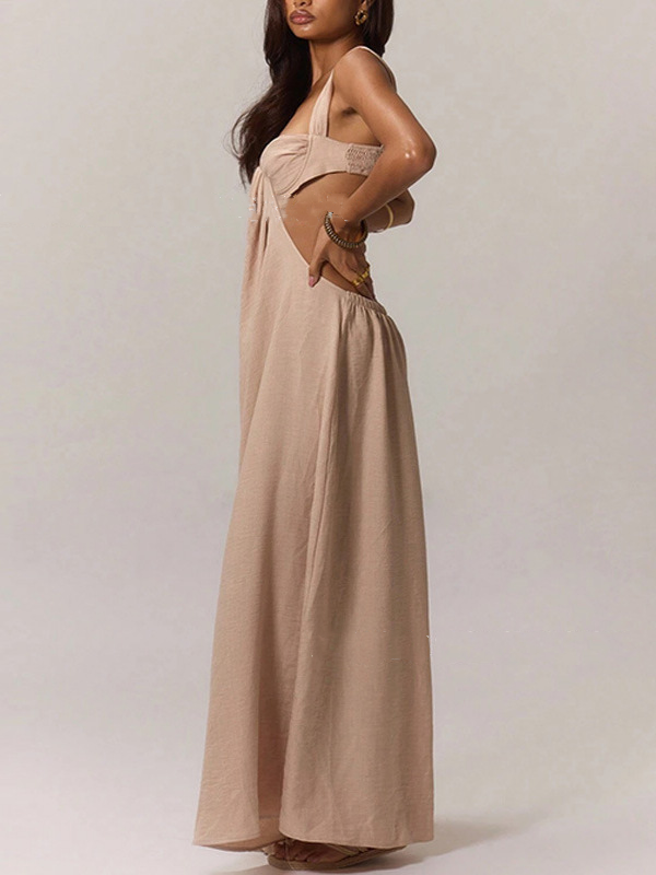 Two-Tone Design Culottes Romper