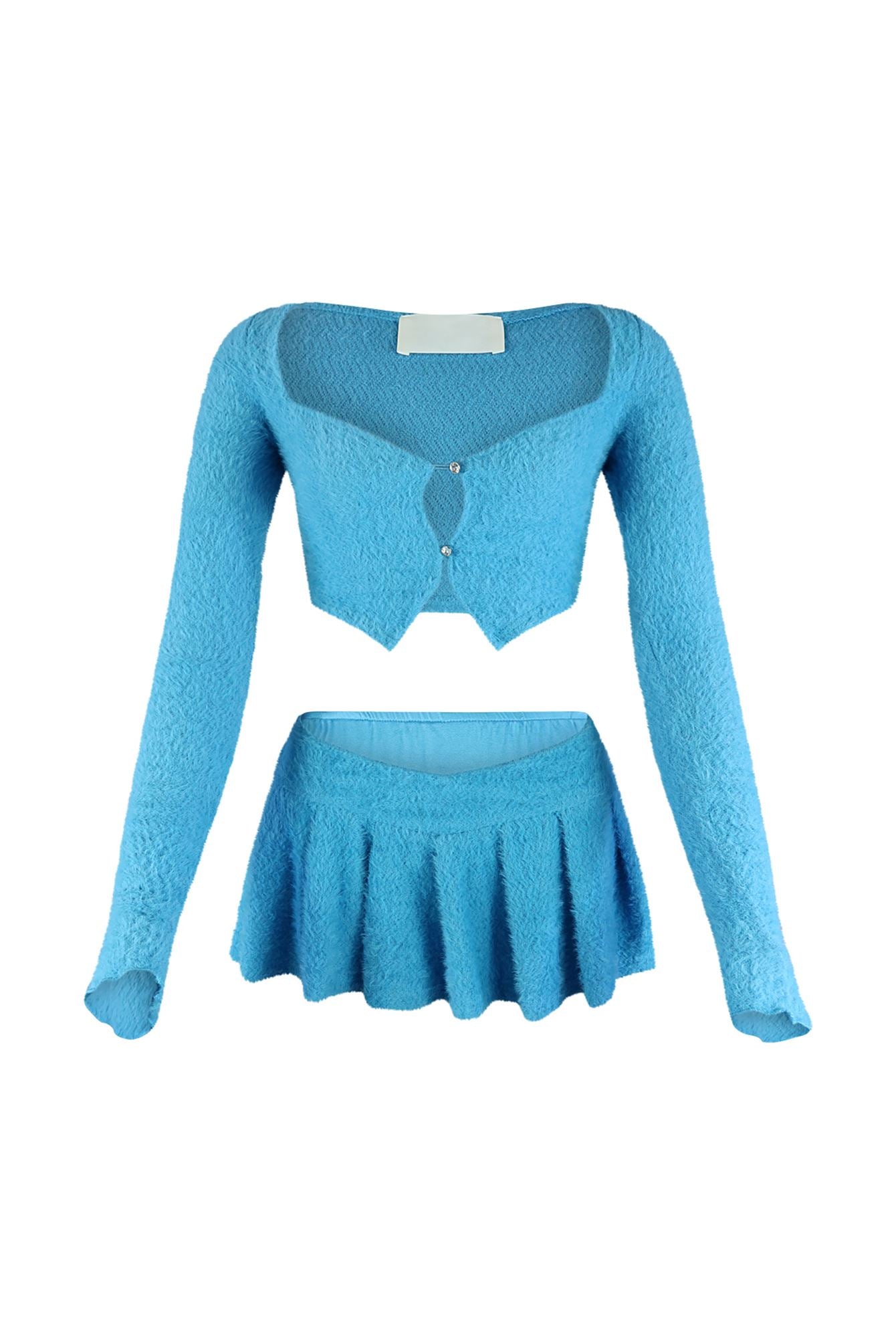 As Time Goes Fuzzy Cardigan Top & Skirt SET matching sets EDGE