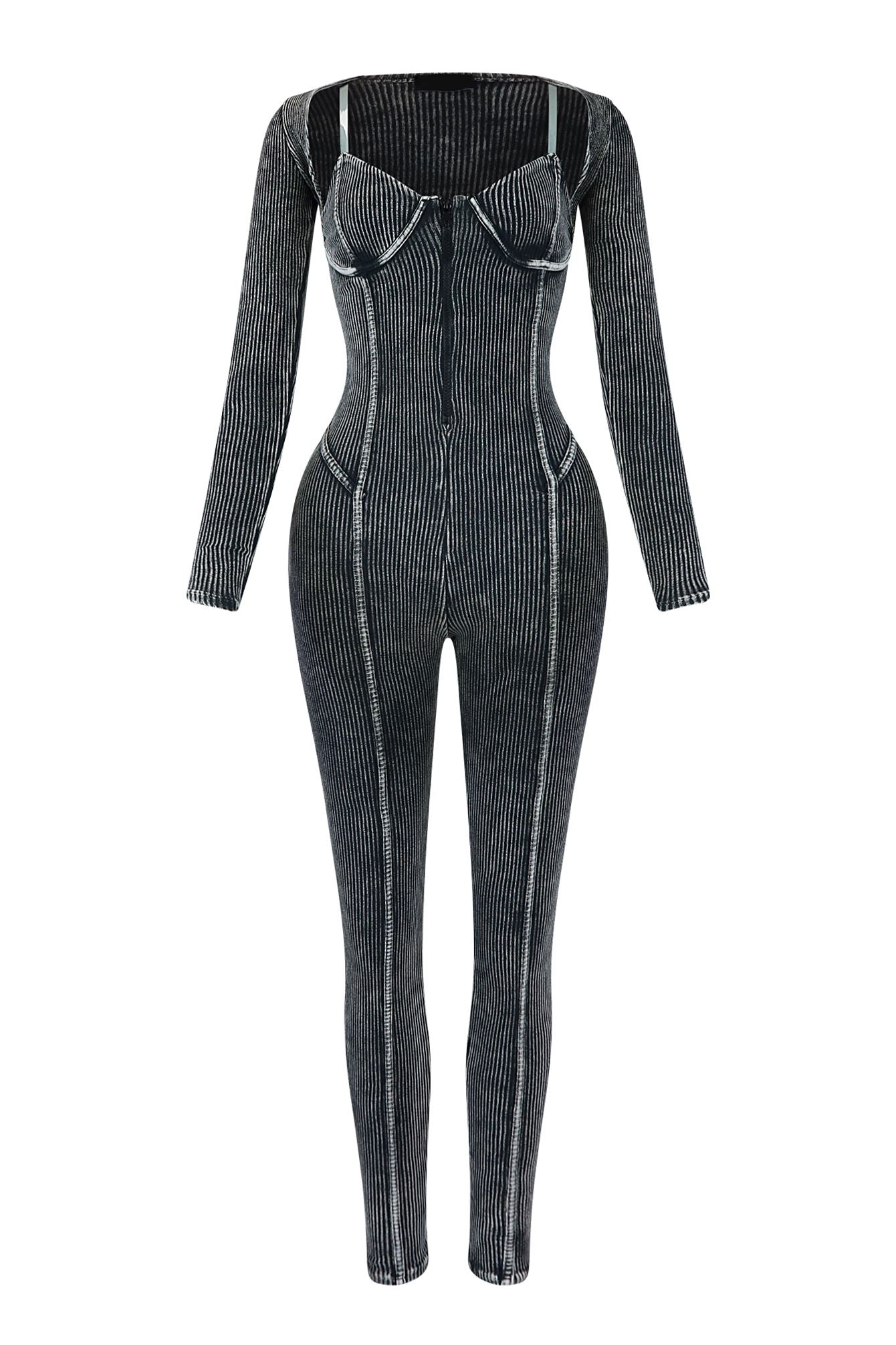 Kali Mineral Washed Jumpsuit & Cardigan SET Rompers + Jumpsuits EDGE Small Black