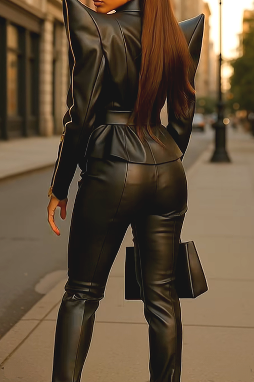 Stylish Zip Leather 2pc Set
