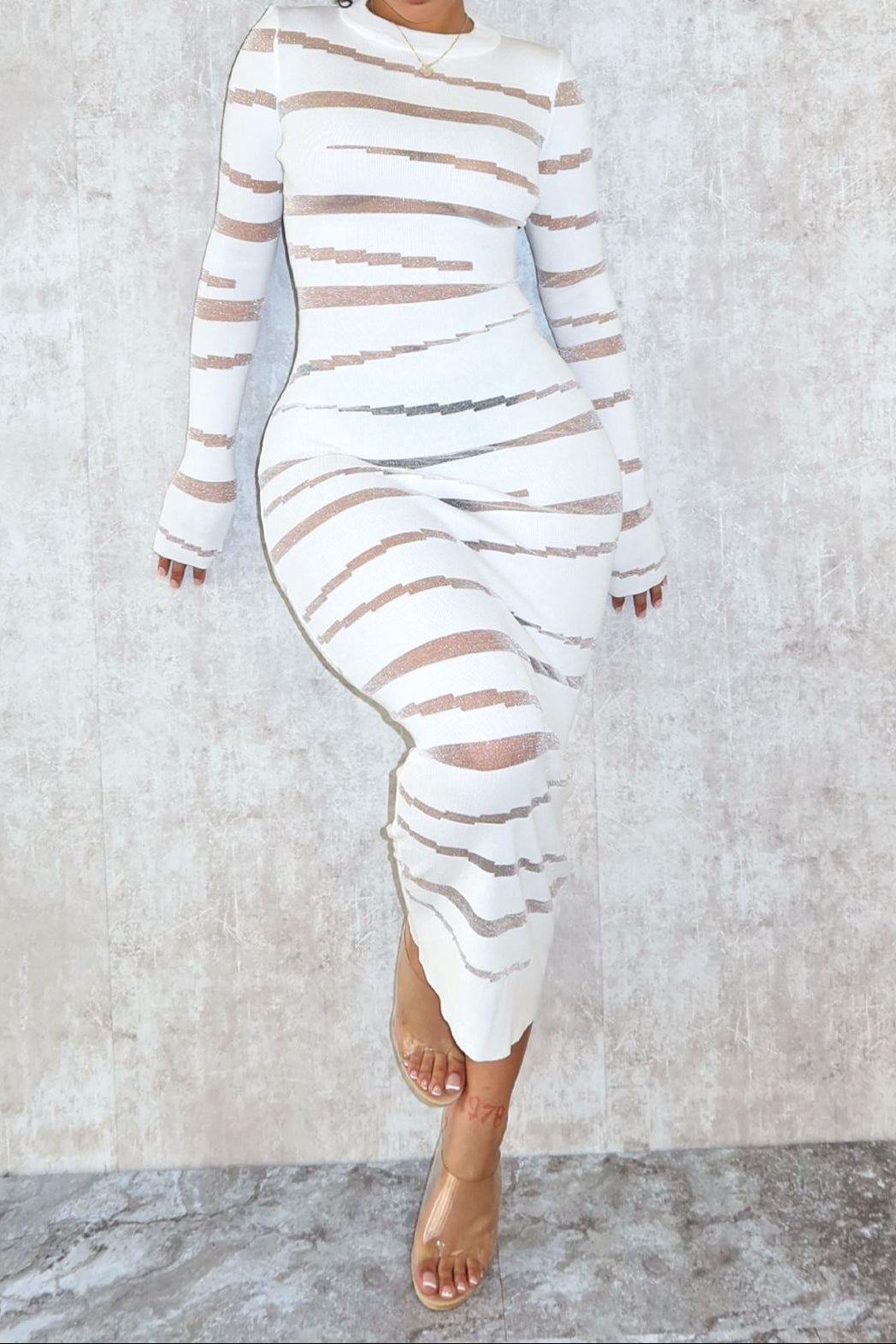 Onyx Sky Mesh Knit Contrast Dress