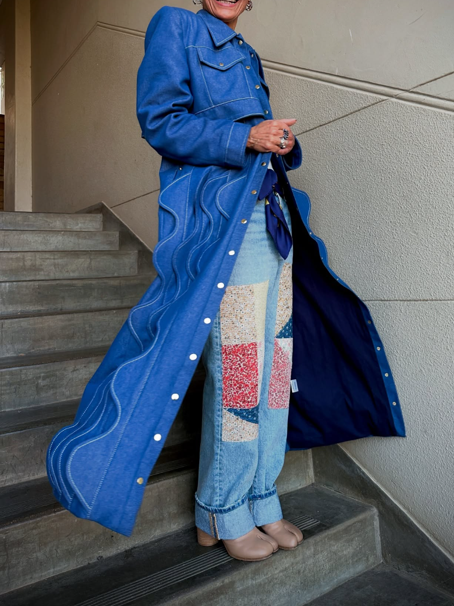 Denim Wave Edge Coat