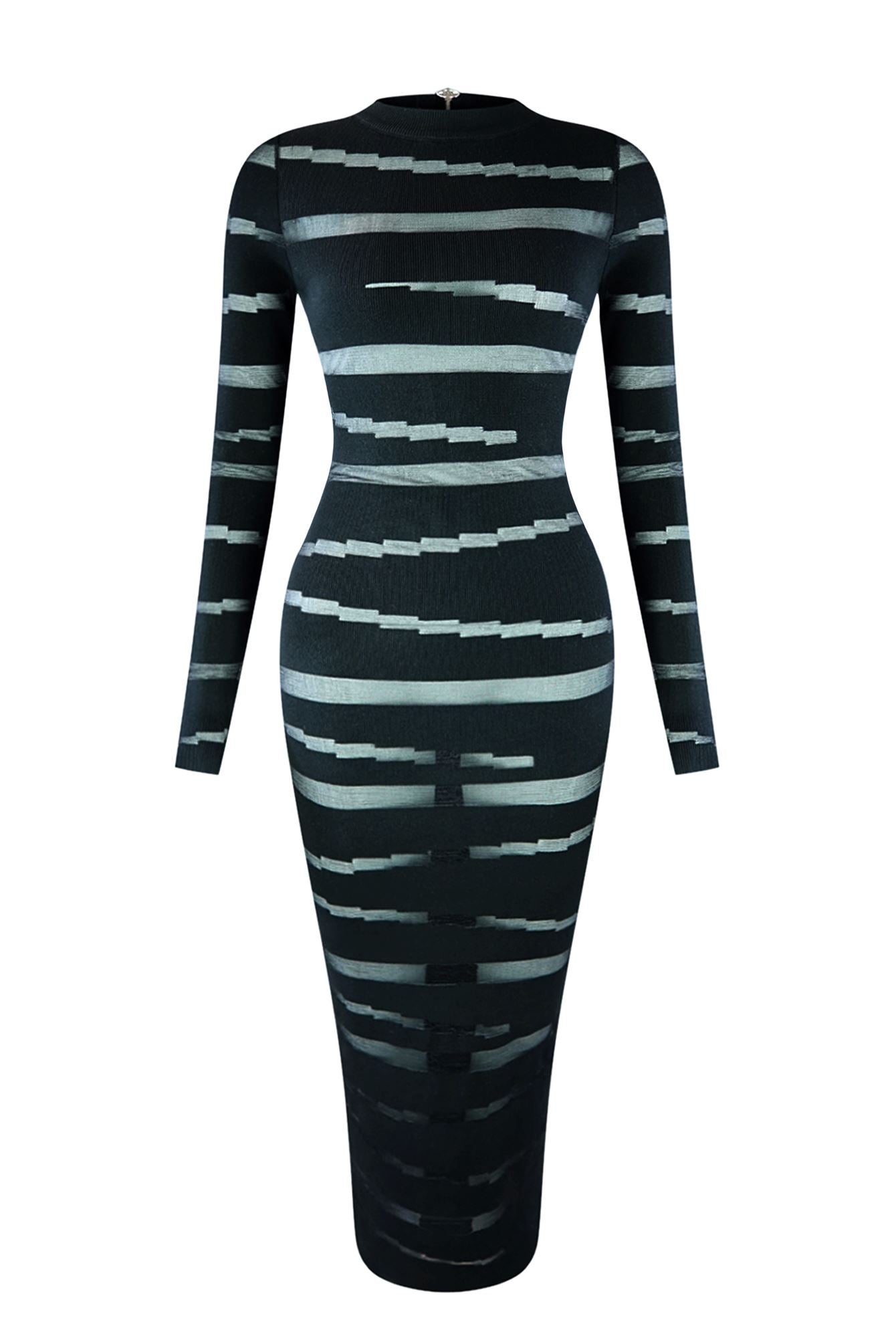 Onyx Sky Mesh Knit Contrast Dress Dress EDGE Small Black