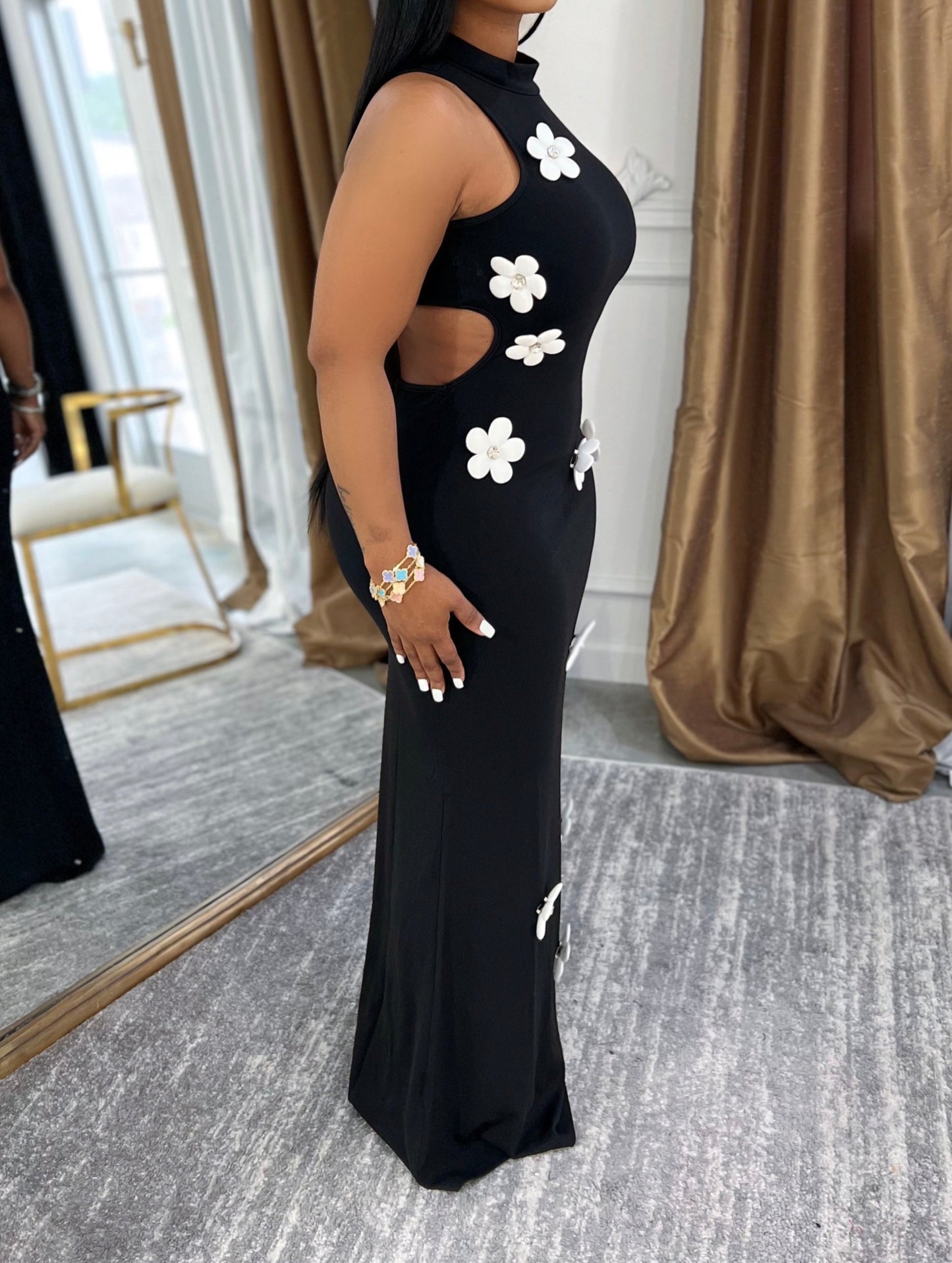 Blooming in Black Maxi