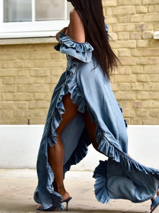 The Ruffed Denim 2pc Set