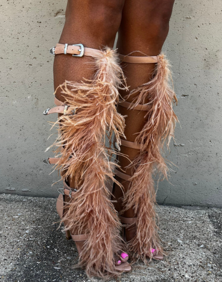 Dazzle Feather Heel Boots