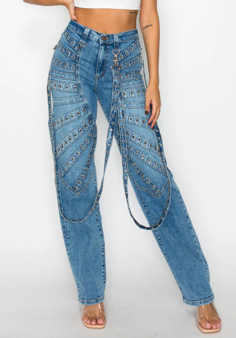Stylish Metal Studded Jeans