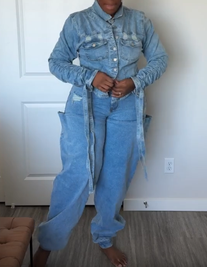 Pop Denim Top & Jeans Set