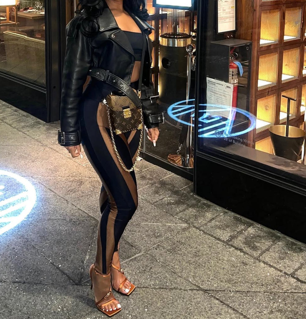 Mesh See-Through Long-Sleeve Jumpsuit