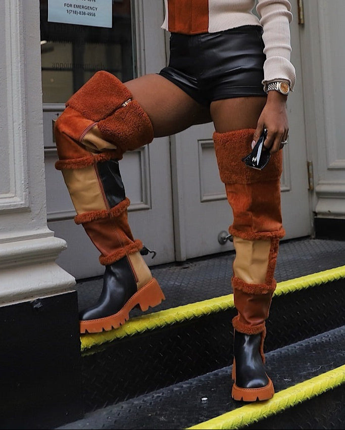 Irregular Stitching Boots