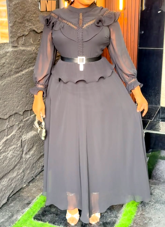 Elegant Chiffon Ruffle Suit