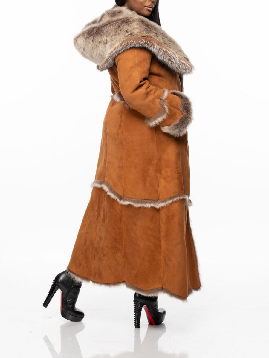 Hooded Plush Suede Coat