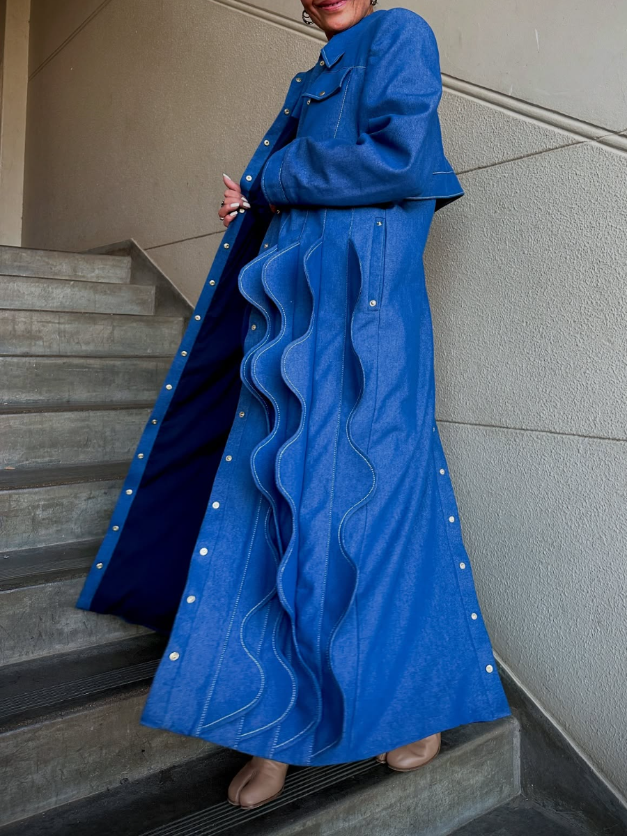 Denim Wave Edge Coat