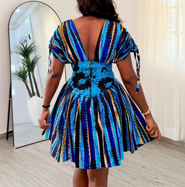 V-Neck Striped Dress