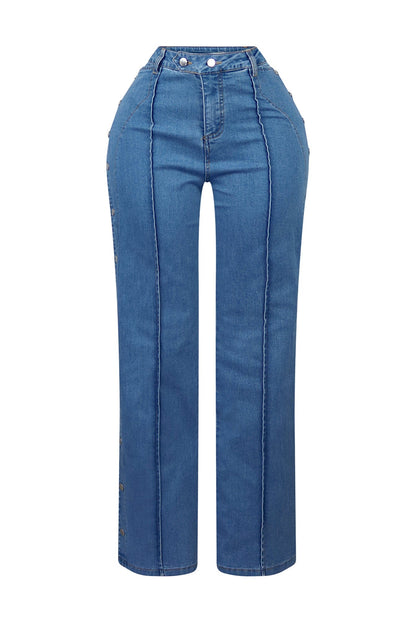 No Celestial Flare Snap Button Jeans