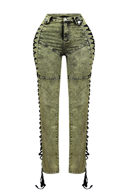 Unholy Side Lace Up Denim Jeans