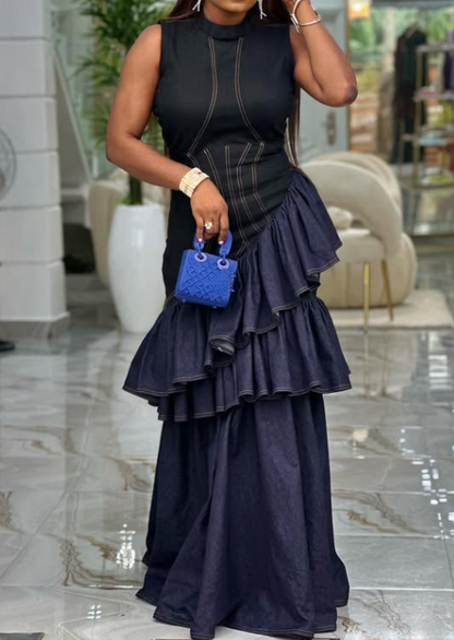 Demure Sleeveless Denim Maxi Dress