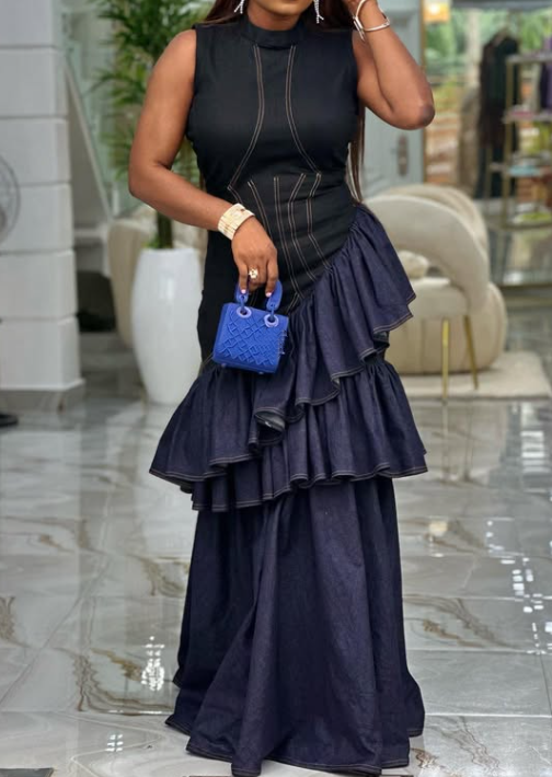 Demure Sleeveless Denim Maxi Dress