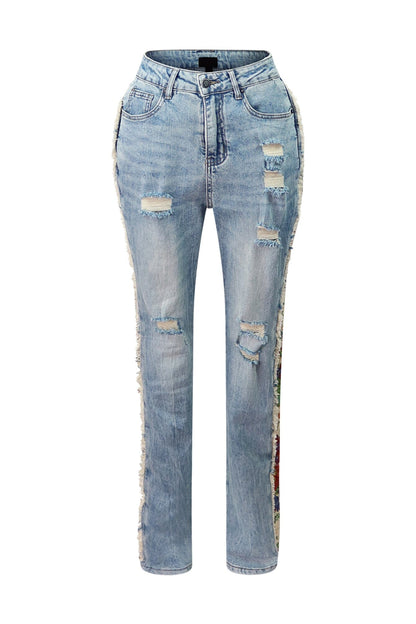 Jesse Tapestry Contrast Denim Jeans