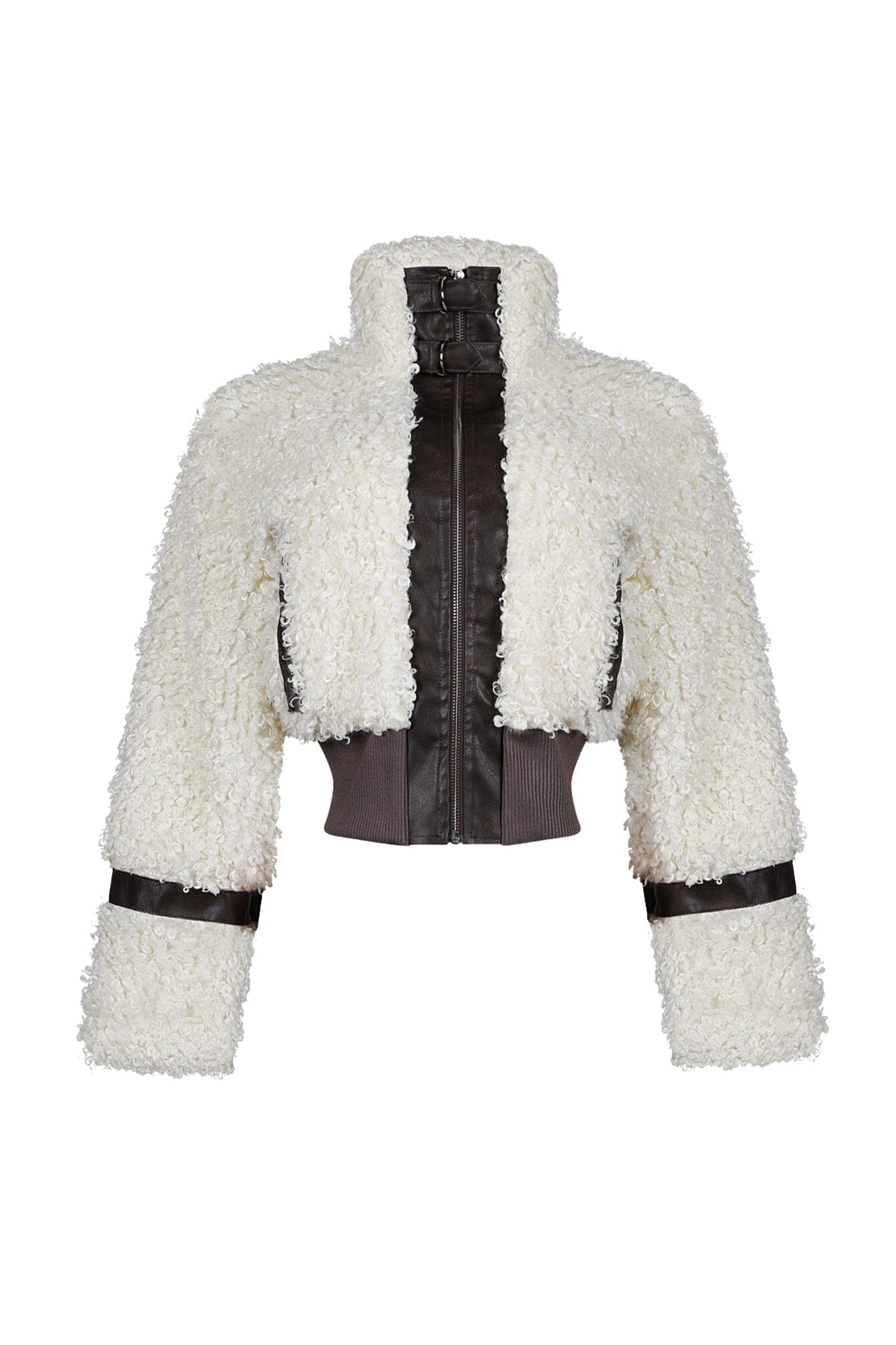 Bria Faux Leather Faux Poodle Fur Jacket