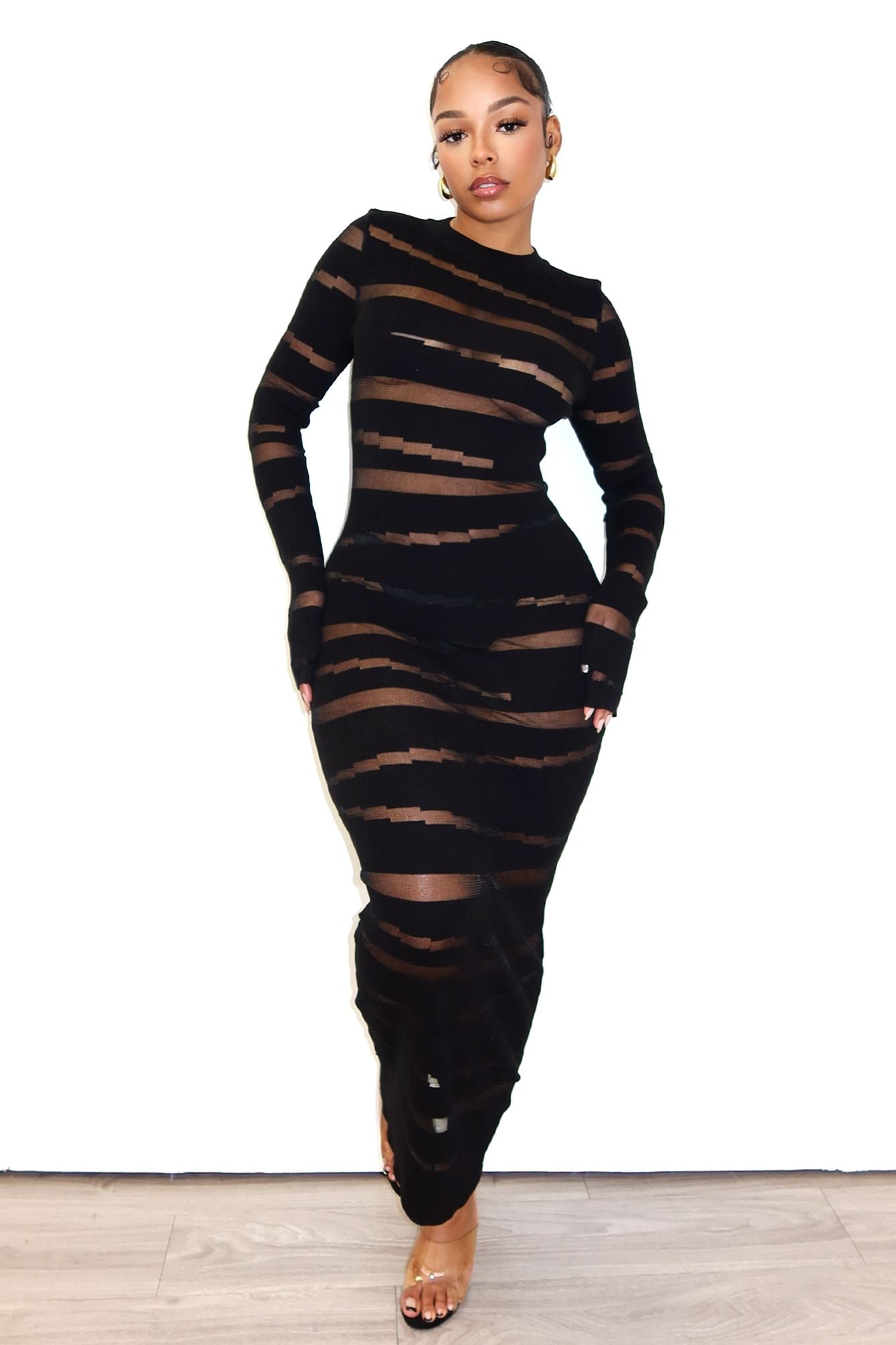 Onyx Sky Mesh Knit Contrast Dress Dress EDGE 