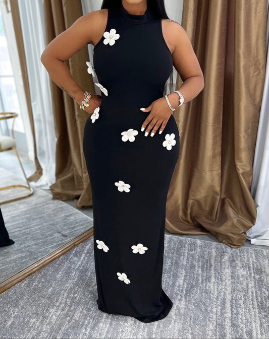 Blooming in Black Maxi