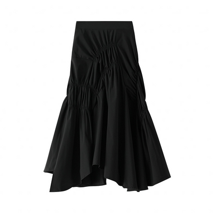 Irregular Pleated Midi Skirt