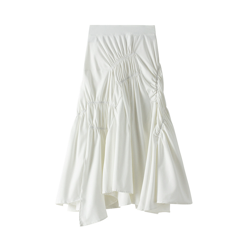 Irregular Pleated Midi Skirt